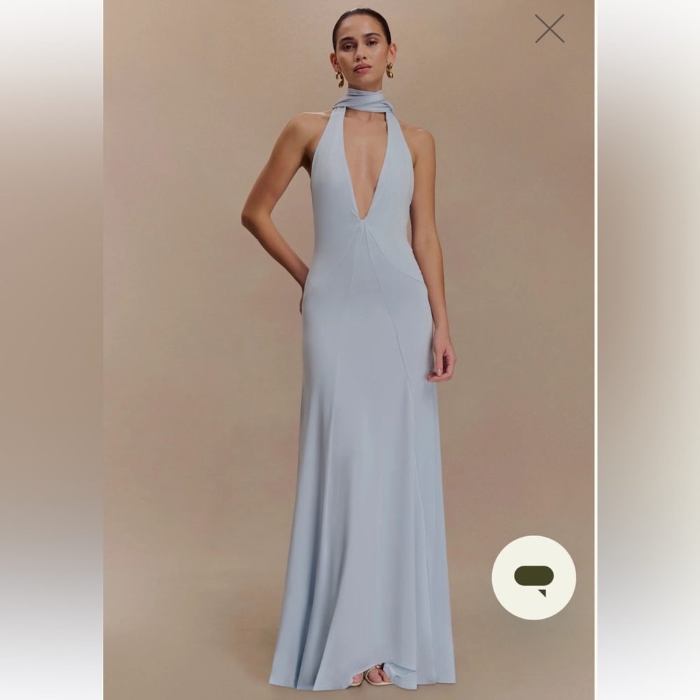 Meshki NWT Juliet Slinky Maxi Dress with Scarf - Blue